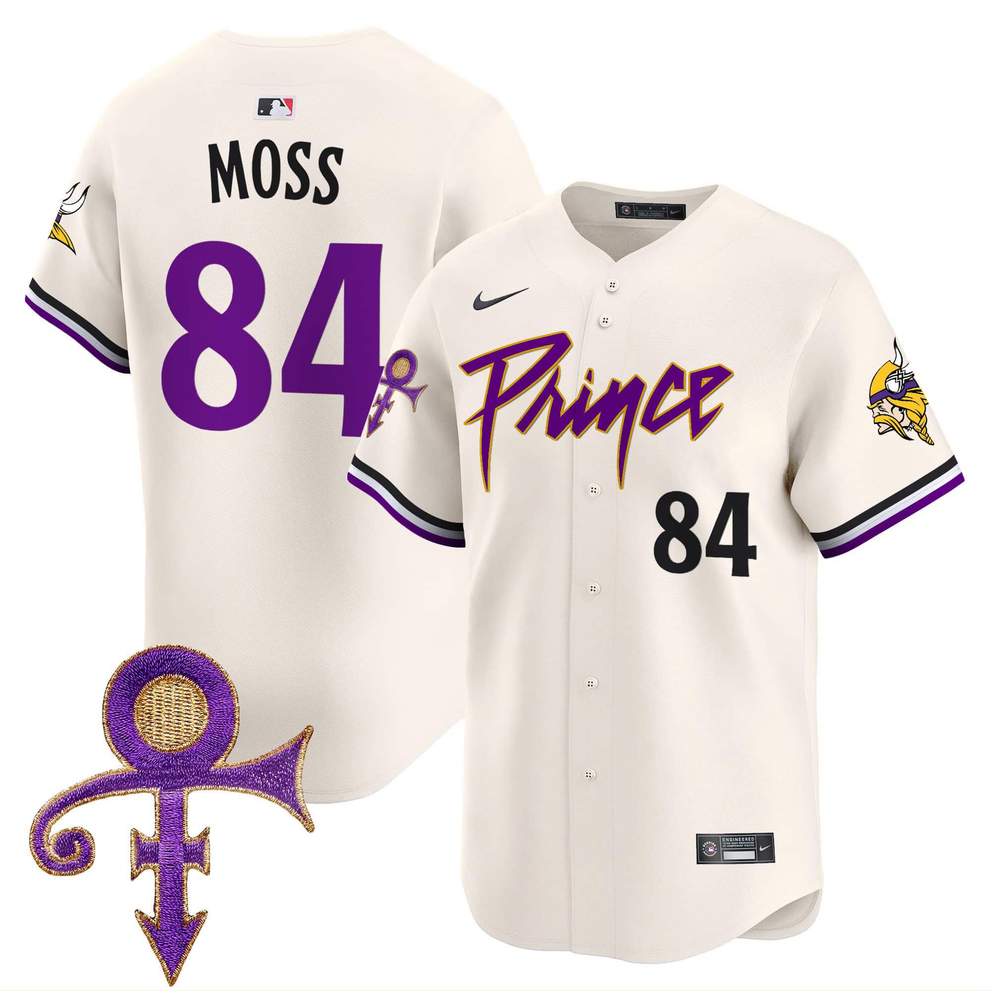 Men Minnesota Vikings #84 Moss Cream 2024 Nike Prince Patch Vapor Premier Limited NFL Jersey->indianapolis colts->NFL Jersey
